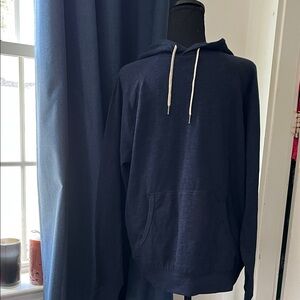 J. Crew Men's Navy Hooded Pullover with Contrast Drawstrings